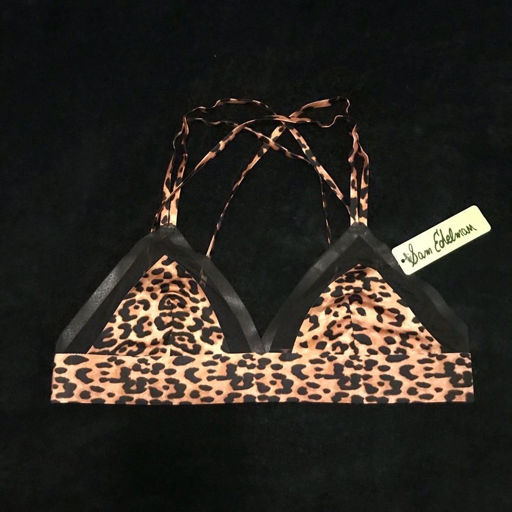Leopard print bra with mesh borders